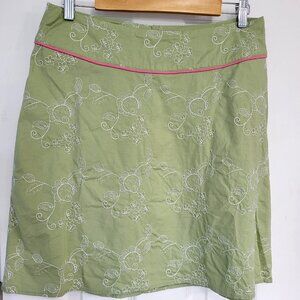 Studio Y Women's Junior Skirt 9/10 green pink white w/embroidery Y2K EUC